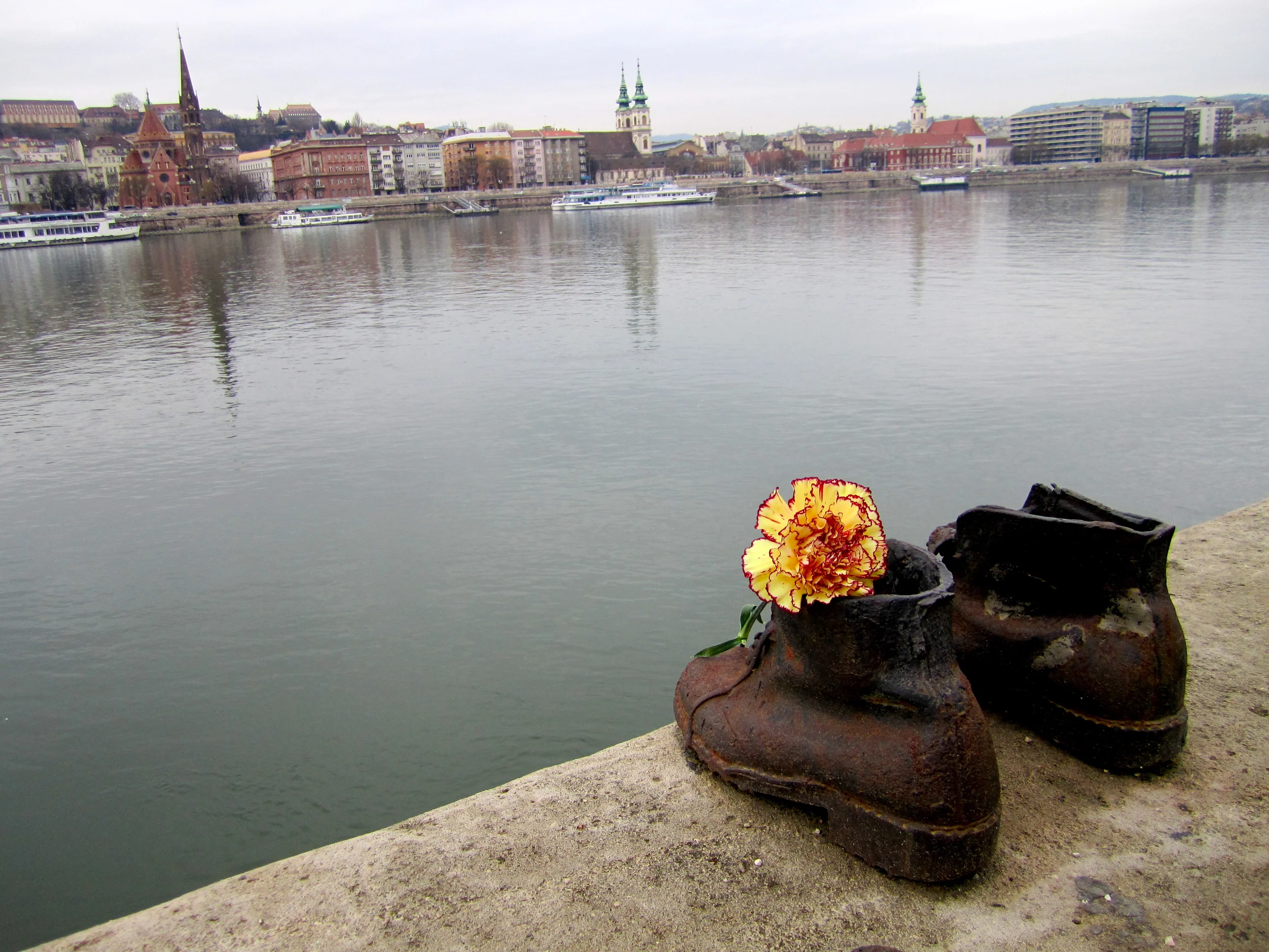 Shoes on the Danube River.  Budapest, Hungary.