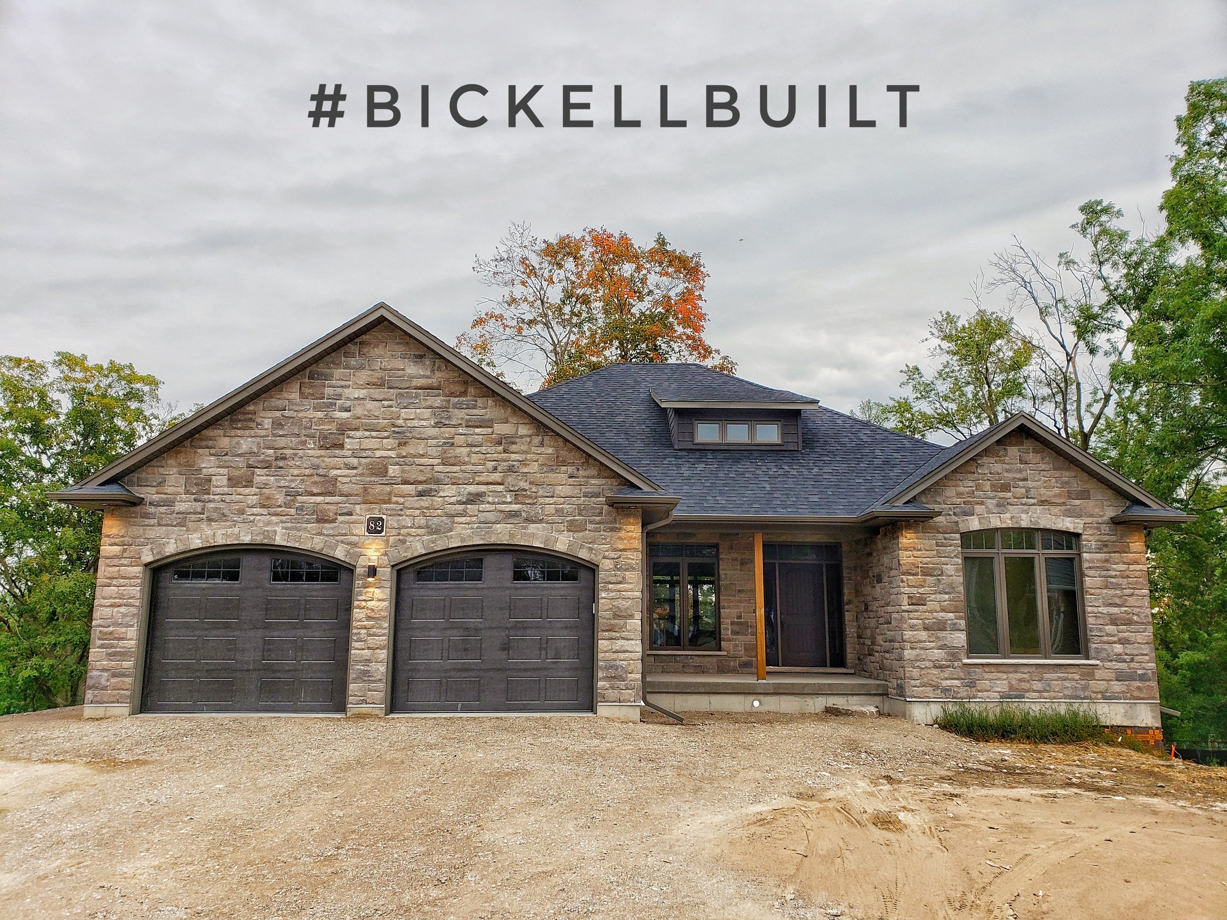 New Home Stone Exterior Walk out