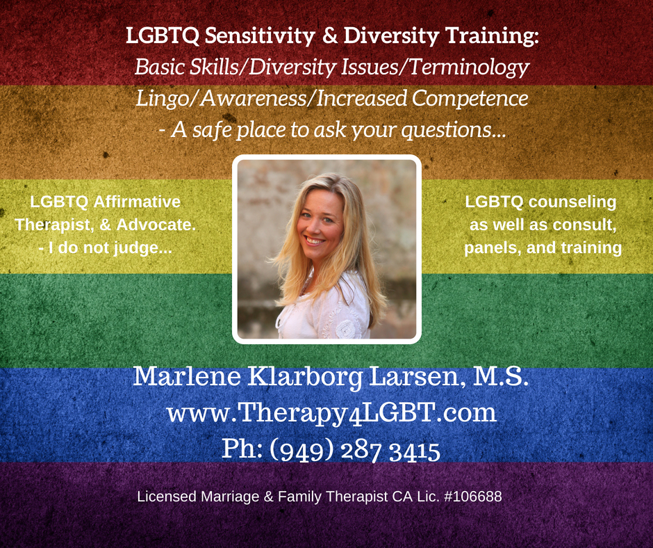 Marlene Klarborg Larsen LGBTQ Sensitivity trainLGBTQ Sensitivity and diversity training Basic skills, diversity issues, terminology lingo and awareness. increased competence  LGBTQ.jpg