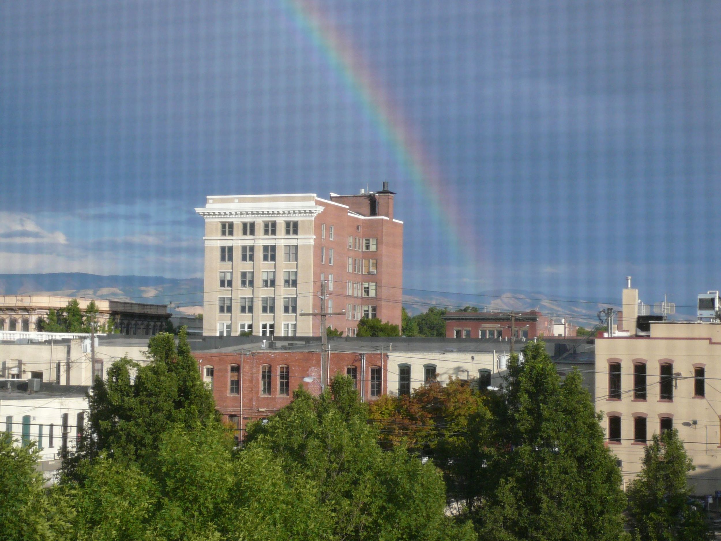 Marcus Whitman Hotel and Rainbow to the east.