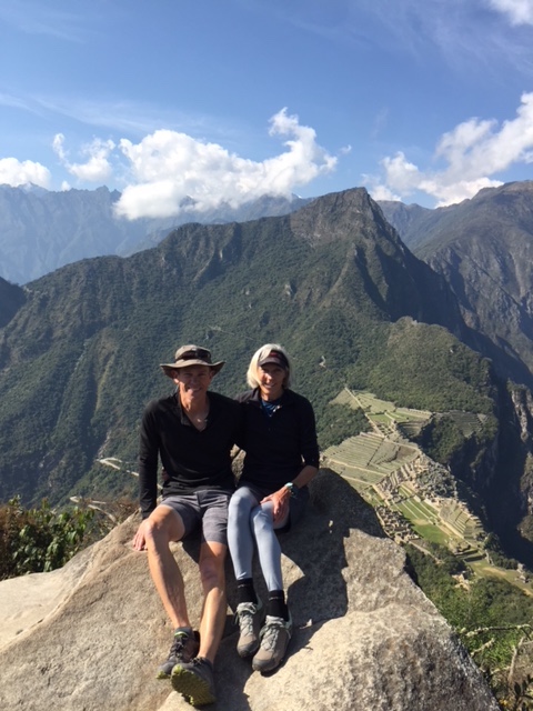 Here we are at top of Wayna Picchu (the young mountain) with Machu Picchu in background.