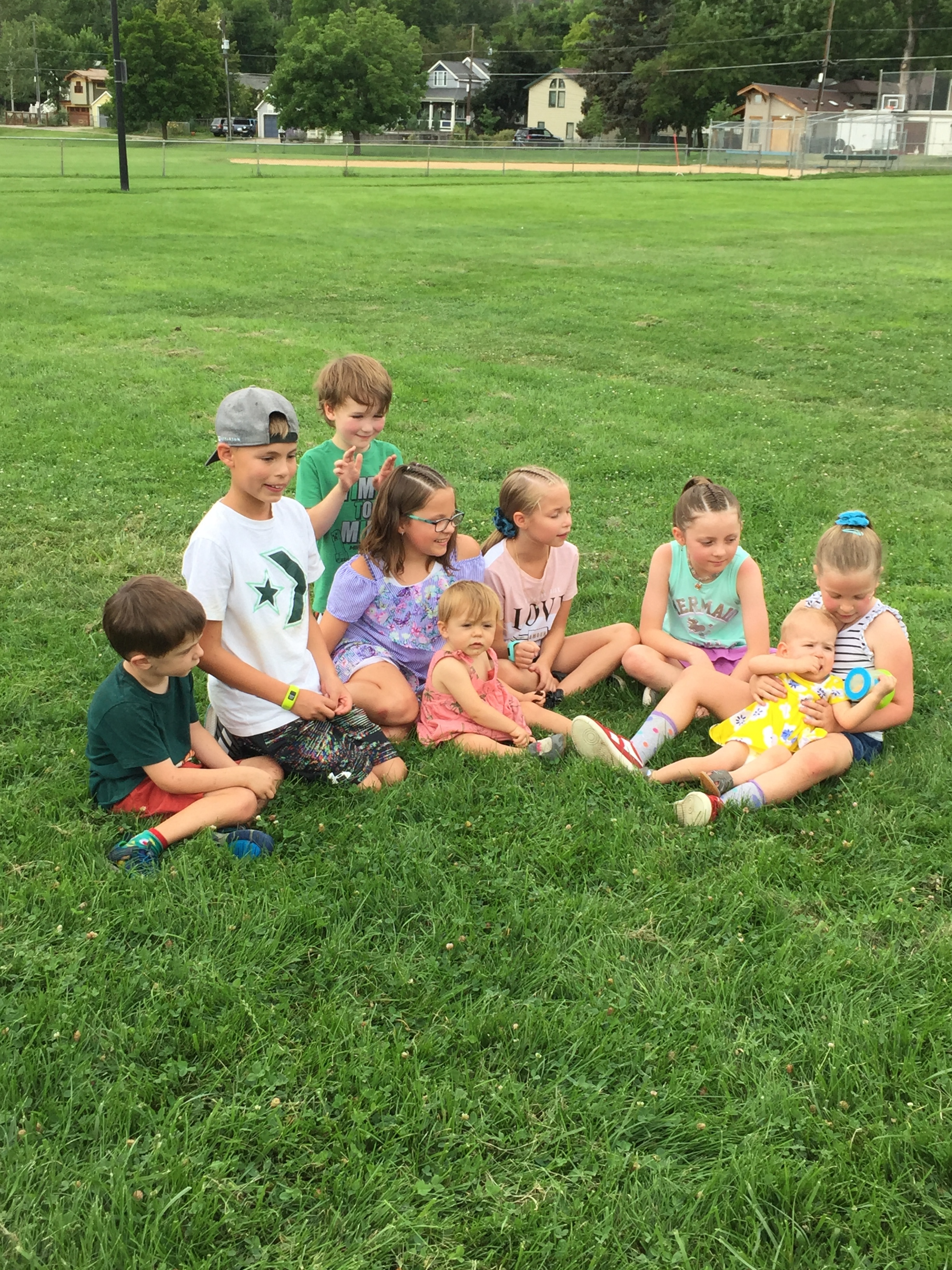 Our grandkids and great-nieces and nephews at family picnic.