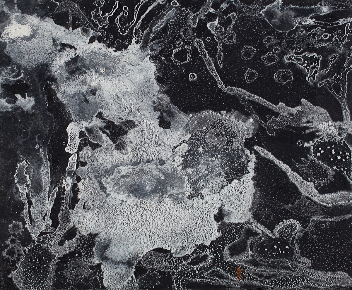 Untitled (Bird's Nest) Sea salt and epsom salt crystals on paper 5 1/2" H X 7 1/2" W 2013