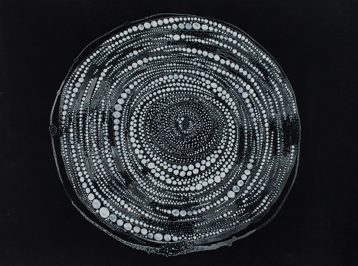 Pearls Sea salt crystals and ink on paper 22"H x 30"W 2013
