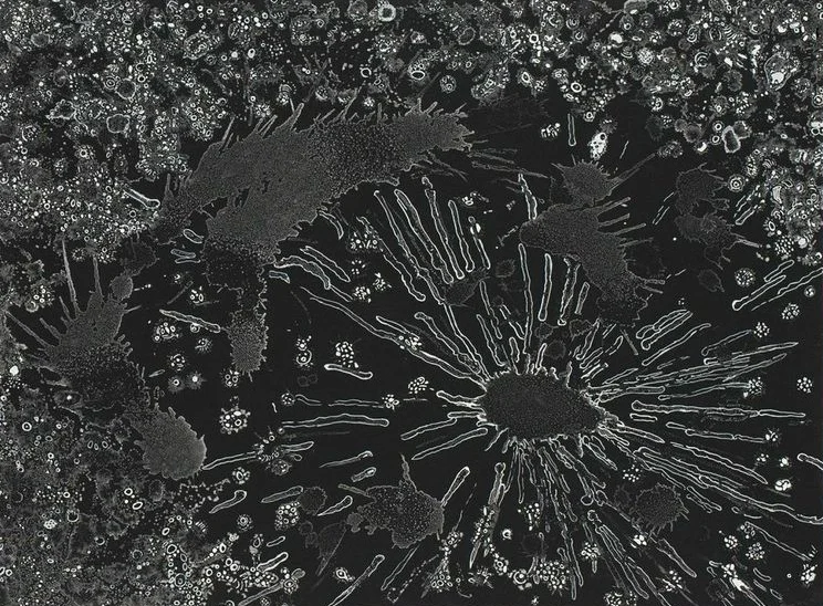 Bang! Sea salt crystals and gouache on paper 22"H x 30"W 2015