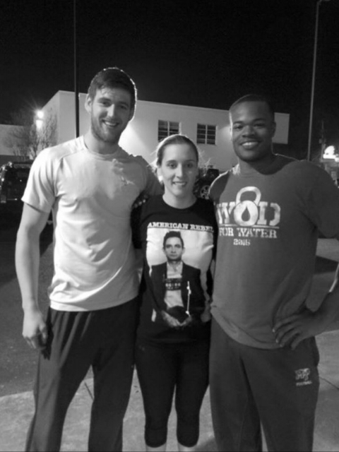 Me and two of my Iron Tribe East Memphis coaches, Chris and Q, after I won the weight loss transformation challenge in February.