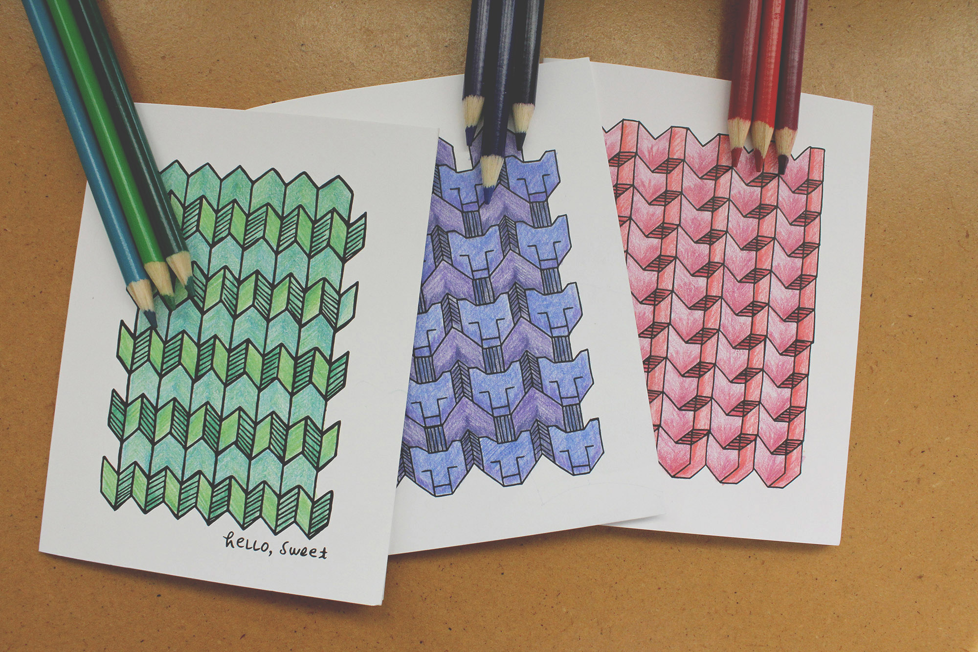 Color sets for retailers (from left): moss; midnight; and raspberry
