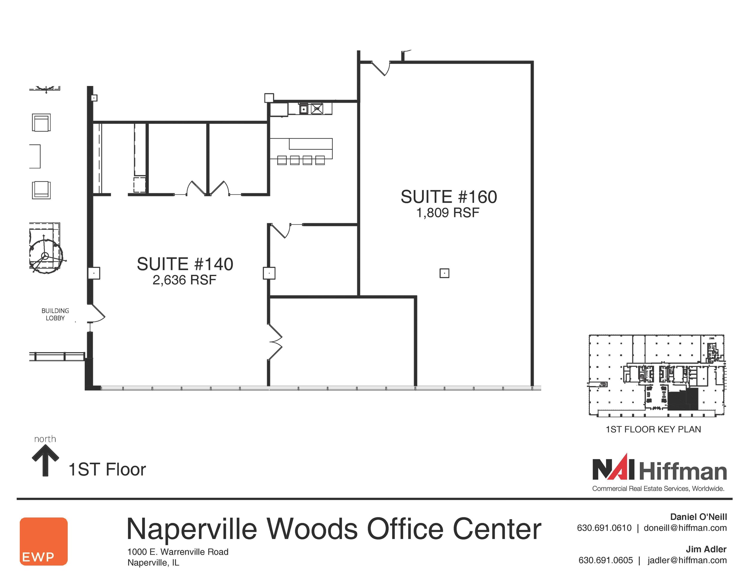 1000 Warrenville Rd Suites 140 & 160 2,636 RSF & 1,809 RSF