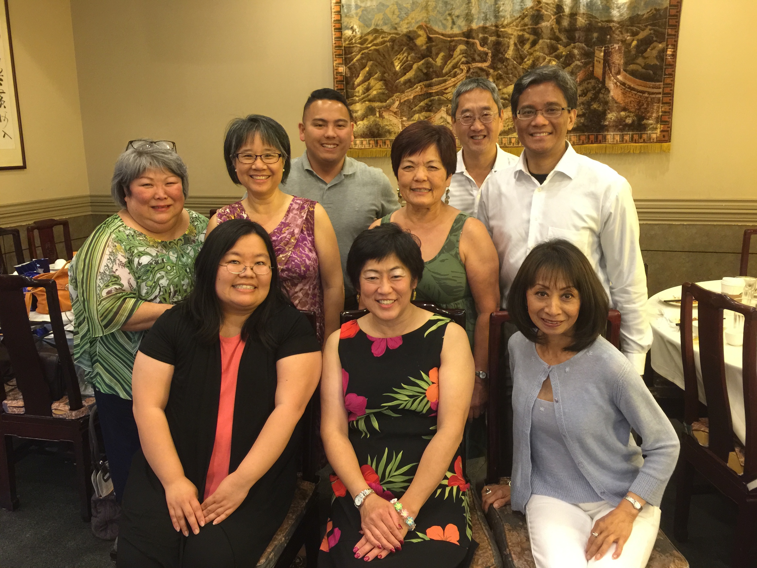 Recently, Marci attended an alumni dinner. Back: Sandy Hedington (EDI Board Member), Marie Chow, Joe Darza, Char Grinolds (EDI Co-Chair), Darryl Hue, and Ador Yano. Front : Marci Nakano (EDI Executive Director), Elaine Kitamura, and Vanna Novak (EDI Board Member/Co-Founder)