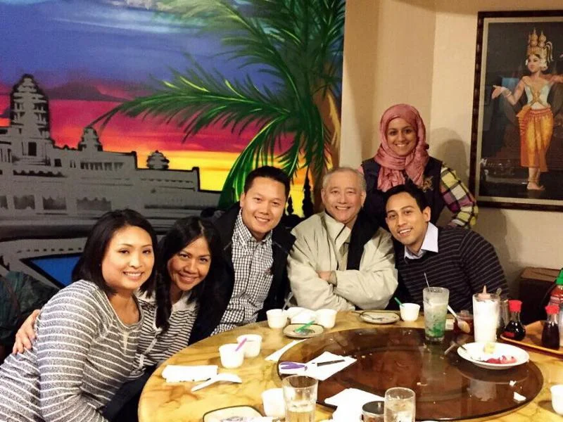 Left to Right: Tep Nishimura, Esla Inthaxai, Tri Do, Al Sugiyama, Aisha Al-Khinji, and Kyle Theptee have a Class of 2014 reunion.