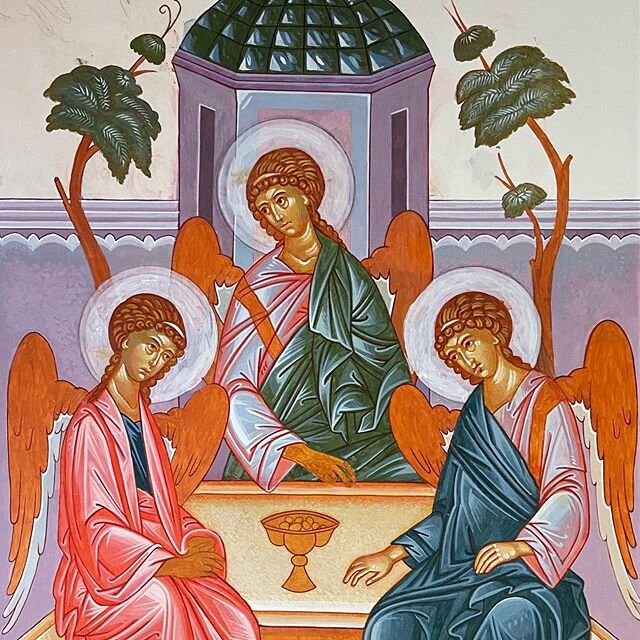 Icon of Holy Trinity in progress