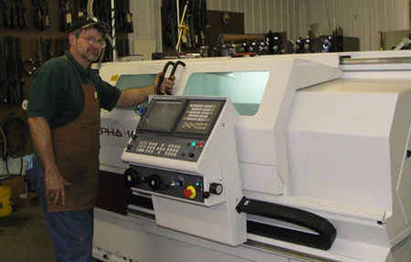 Jim Borden working in his shop.