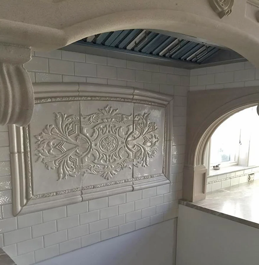 This is Elegance 2 mural in raised-relief (commissioned by Stone and Tile Emporium, Wyckoff, NJ). 