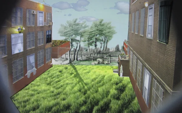 Greener Pastures. 20 second projected video loop on 30" x 50" Ink jet print with collage