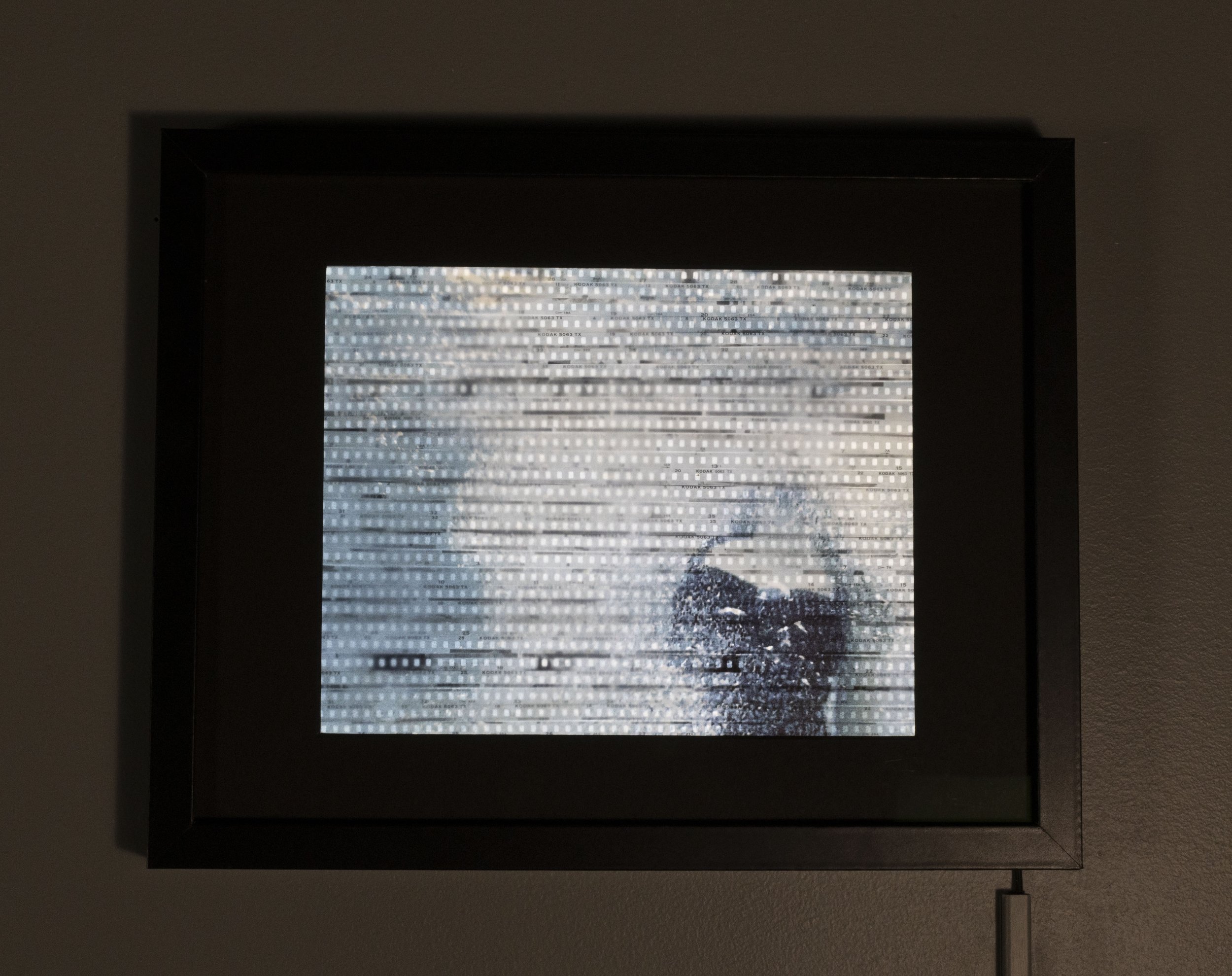 Emergence. Giclée print on vellum, 35mm negatives, LEDs, wood