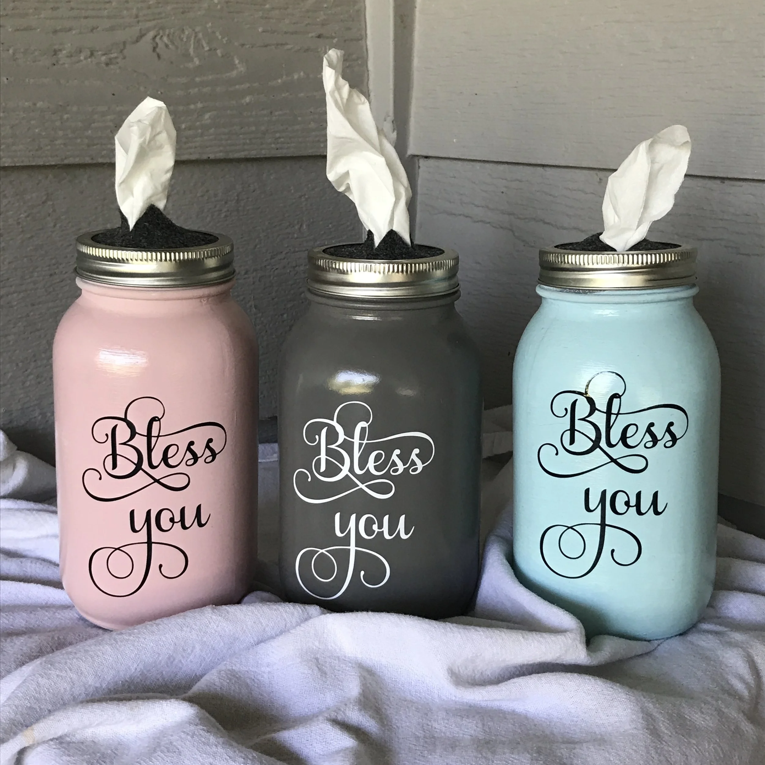 DIY Bless You Mason Jar Tissue Dispenser