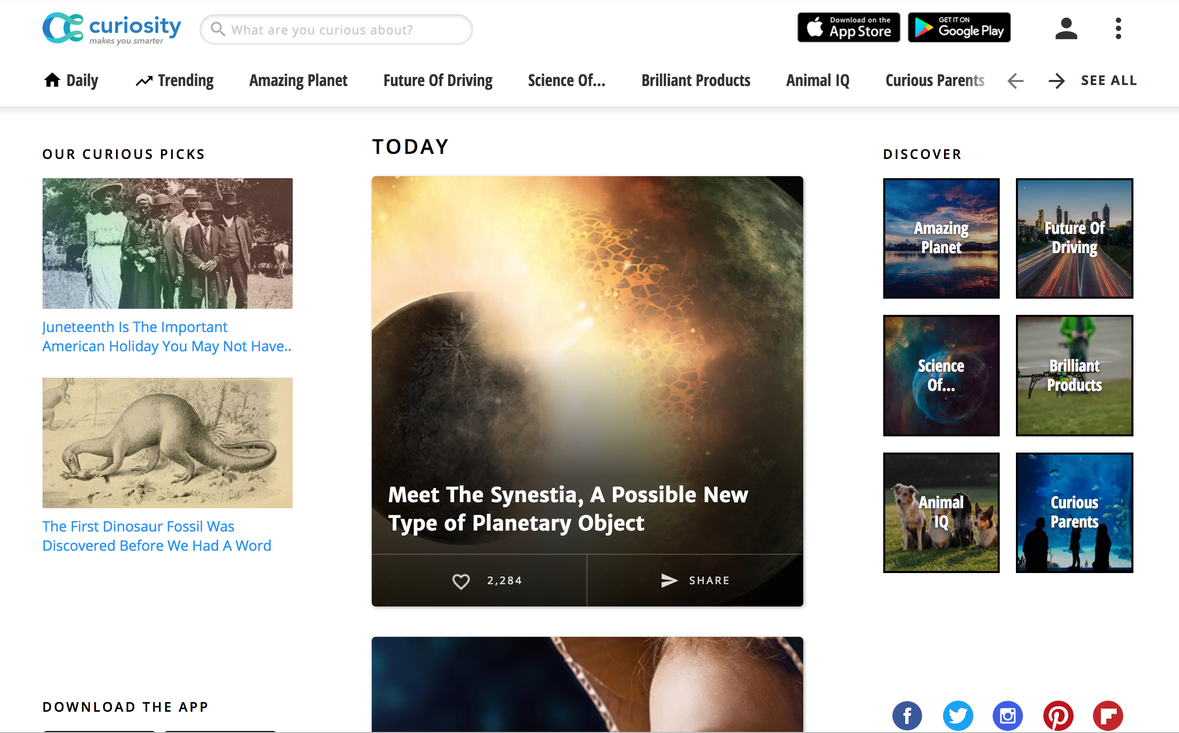 Homepage: curiosity.com