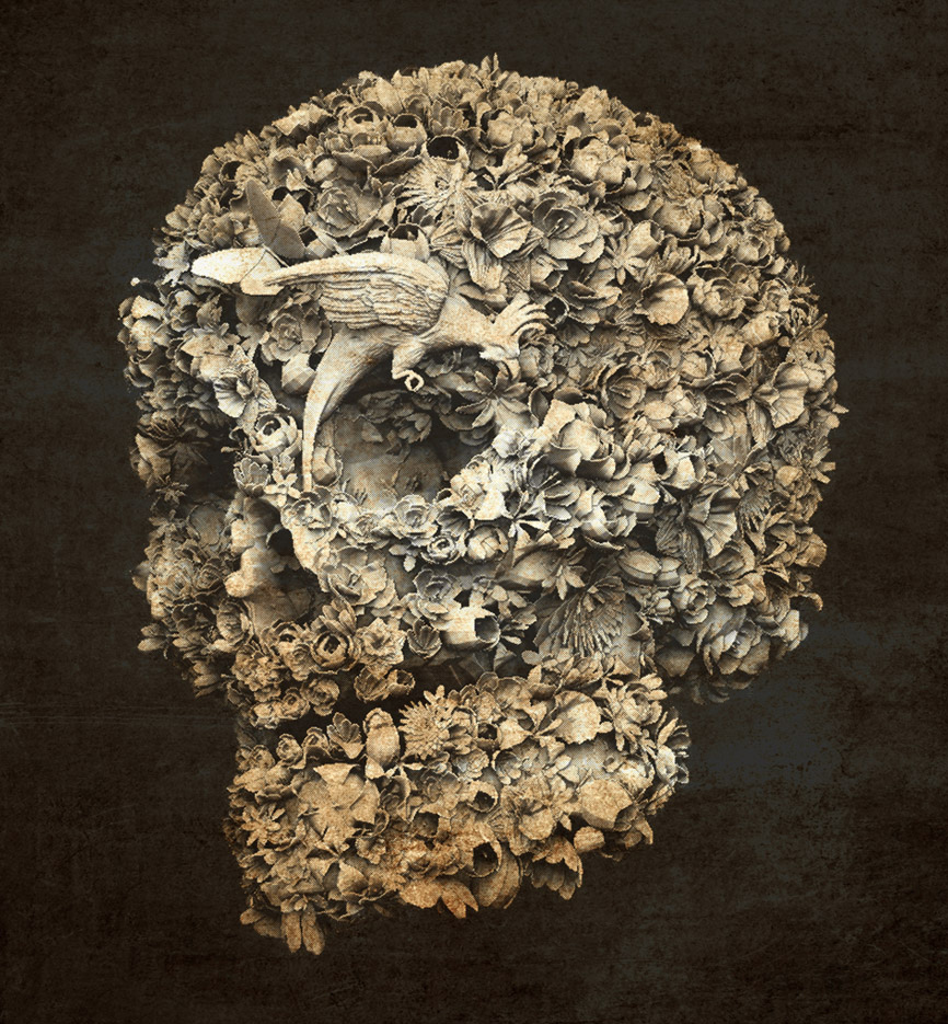 3D Floral Skull