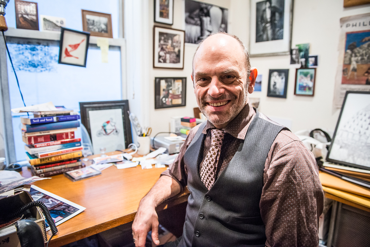 Brennan in his home office in the East Village
