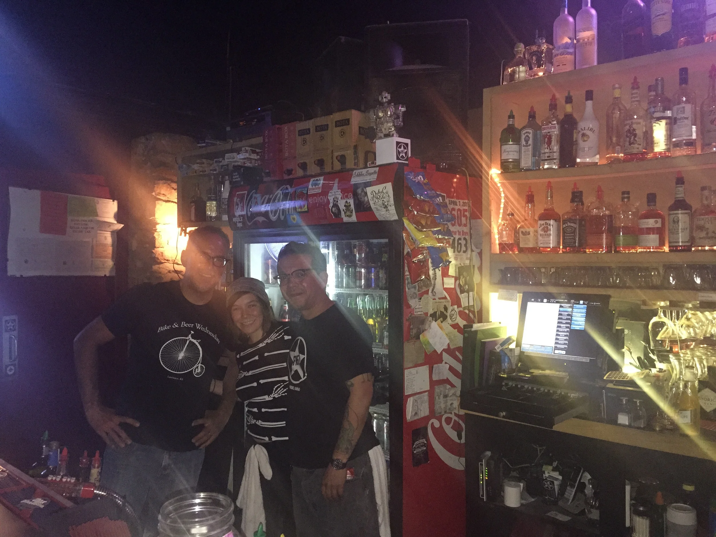 Frank and his proud crew at Frank's bar in Lawerence Kansas
