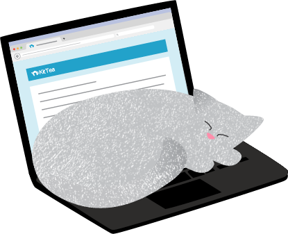 Illustration of a cat sleeping on a laptop.