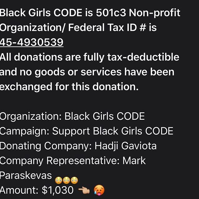 Yesterday we were able to raise over $1000 for @blackgirlscode !!! That&rsquo;s insane. I&rsquo;m so happy that I can use my relatively small platform to make an impact like that on short notice. It says a lot more about the people who purchased, don