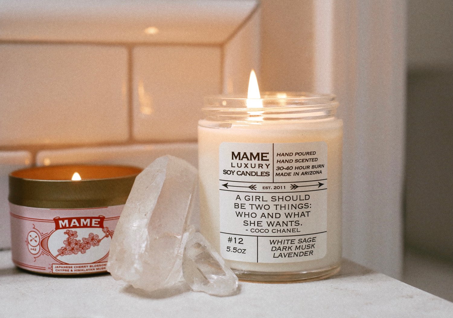 12 - White Sage, Dark Musk,Lavender — MAME Soy Candles