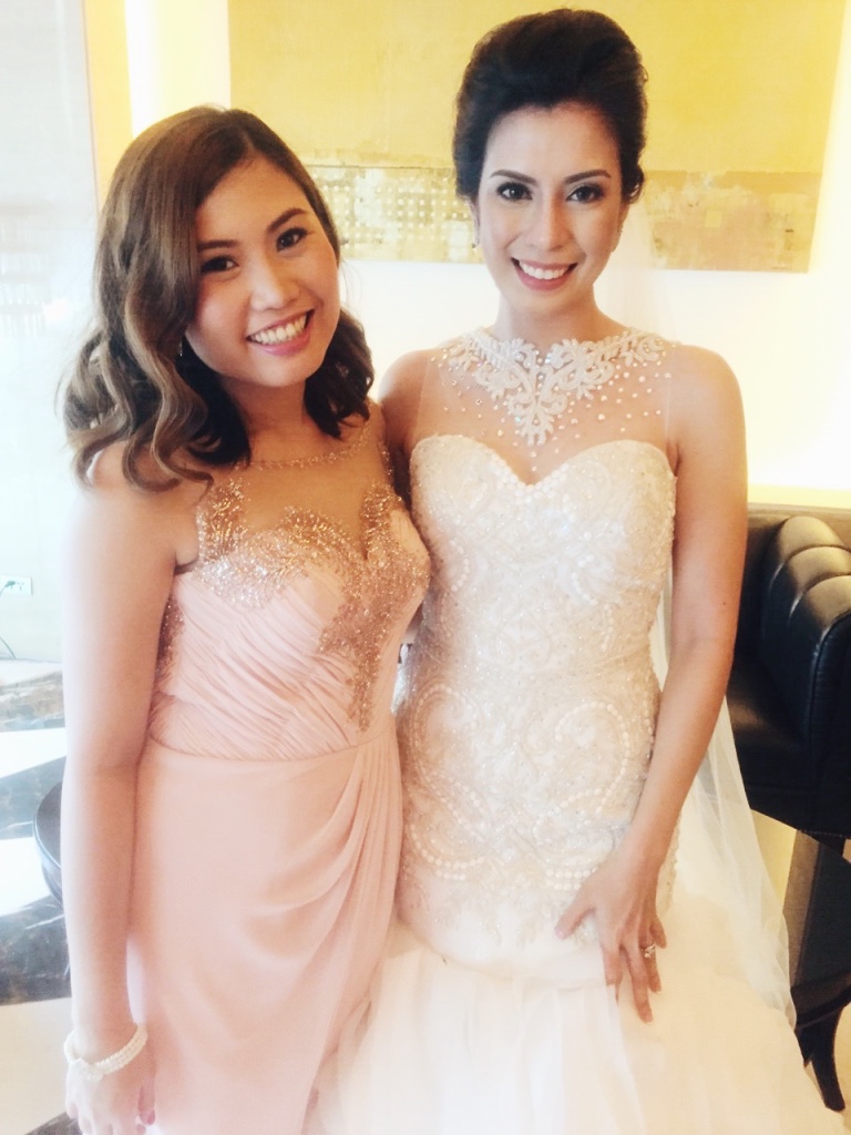 I'm wearing a creation by Melvin Medenilla and the bride wore Zandra Lim, Makeup by Eds Go