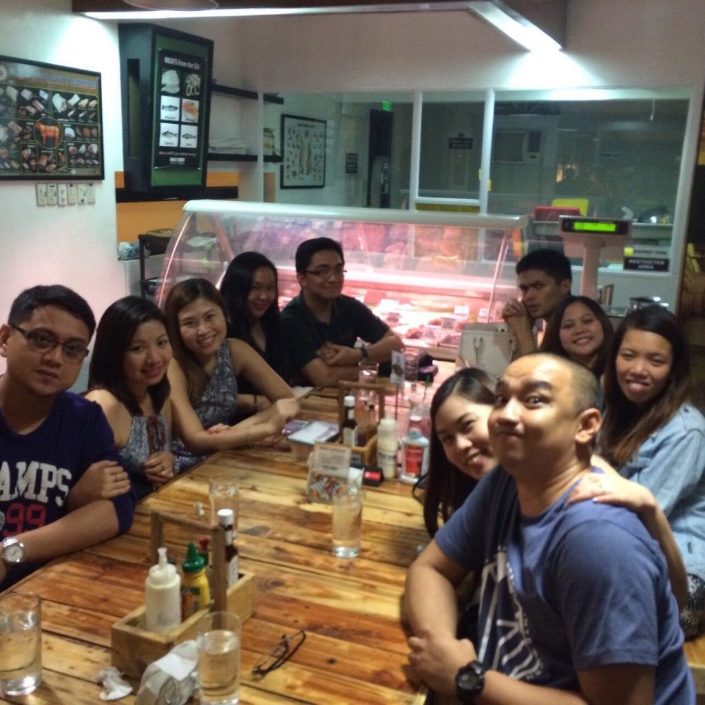 Waiting for steaks with the gang