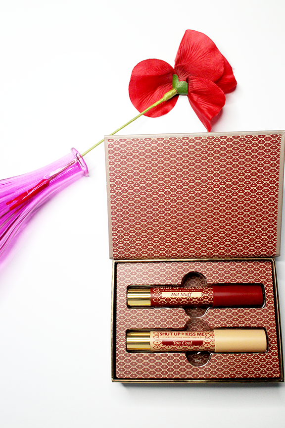 Top: Hot Stuff is a beautiful deep, plum red while Below, Too Cool is your beautiful perfect nude.