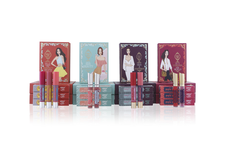 Happy Skin's Read My Lips Collection in How to Take the Perfect Selfie, How to Make Beauty Effortless, How to Make a Statement and How to Conquer the World. Each set costs between 1,099 to PHP 1,499.