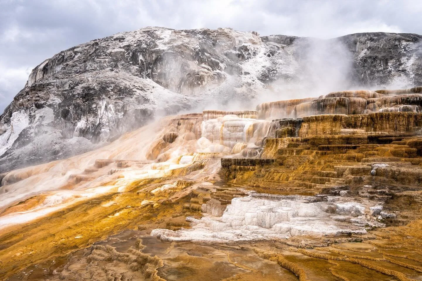 Mammoth Hot Springs, Yellowstone National Park 

This is the image for January in my 2025 National Parks Calendar. The colors of the travertine terraces glimmered beneath the steam rising from the geothermally-heated water on an autumn afternoon. I l