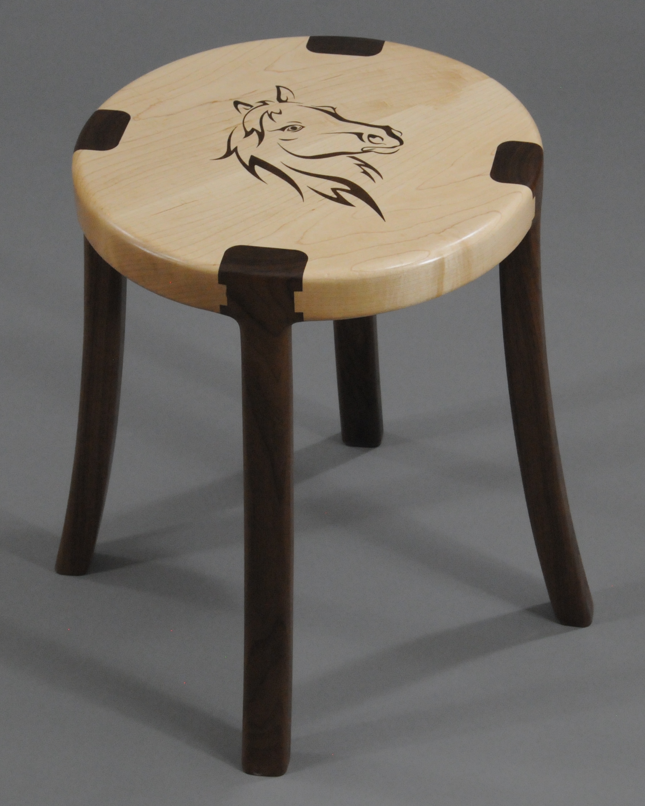  Maple and walnut stool with walnut inlay 