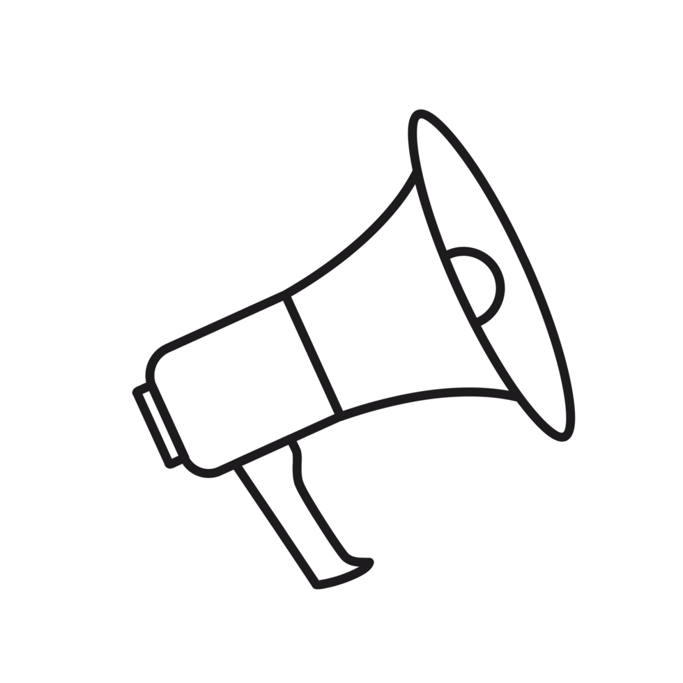Line drawing of a megaphone.
