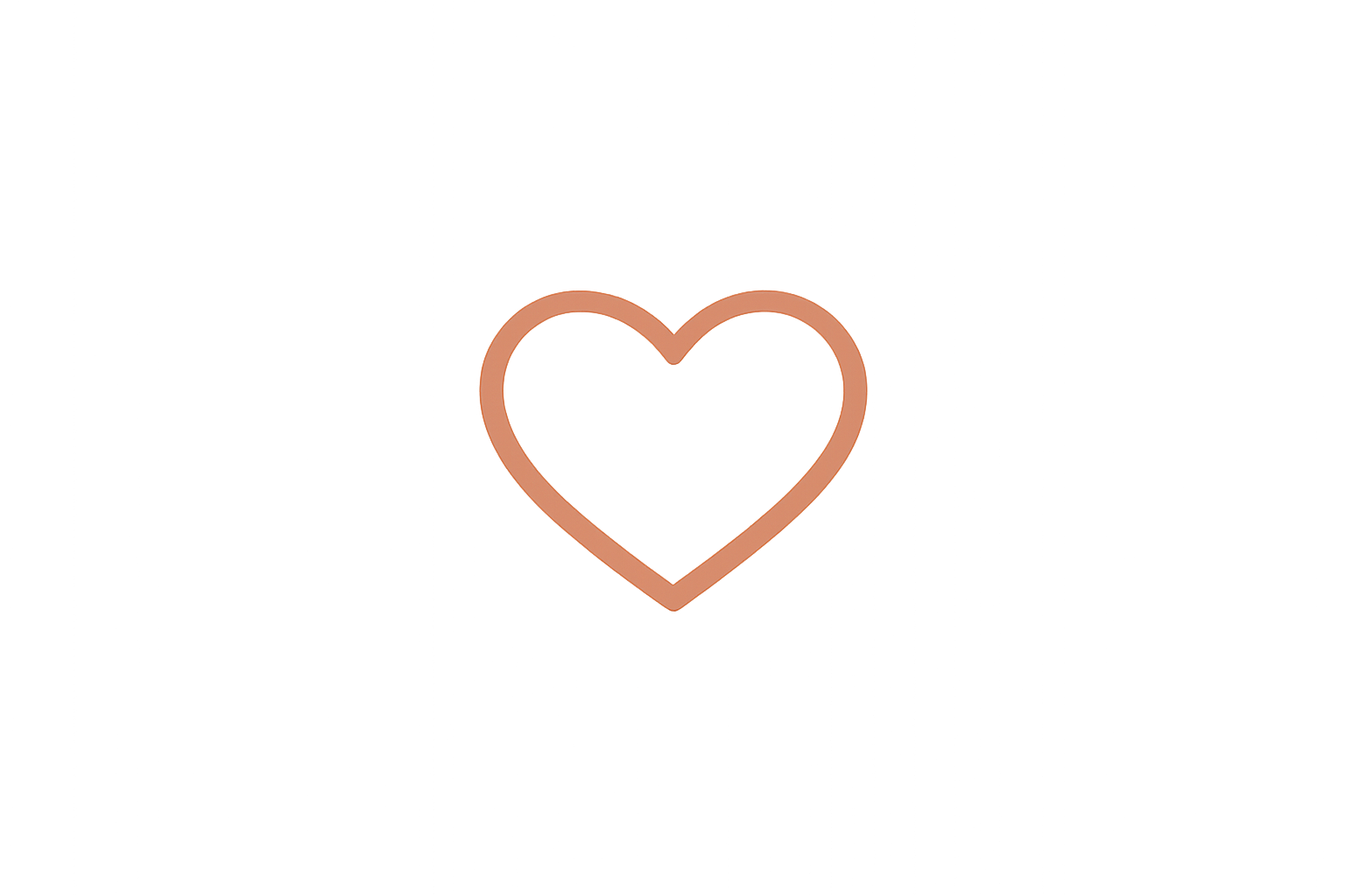 A simple illustration of a pinkish-brown heart outline on a black background.