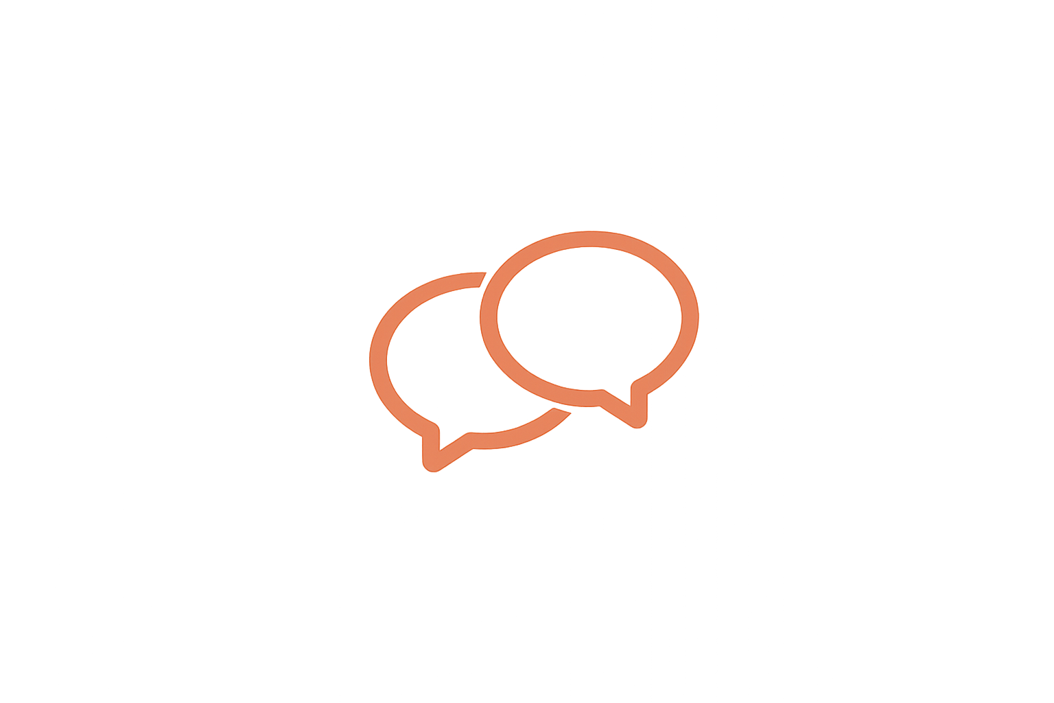 Two overlapping speech bubbles in a neon style on a dark background.
