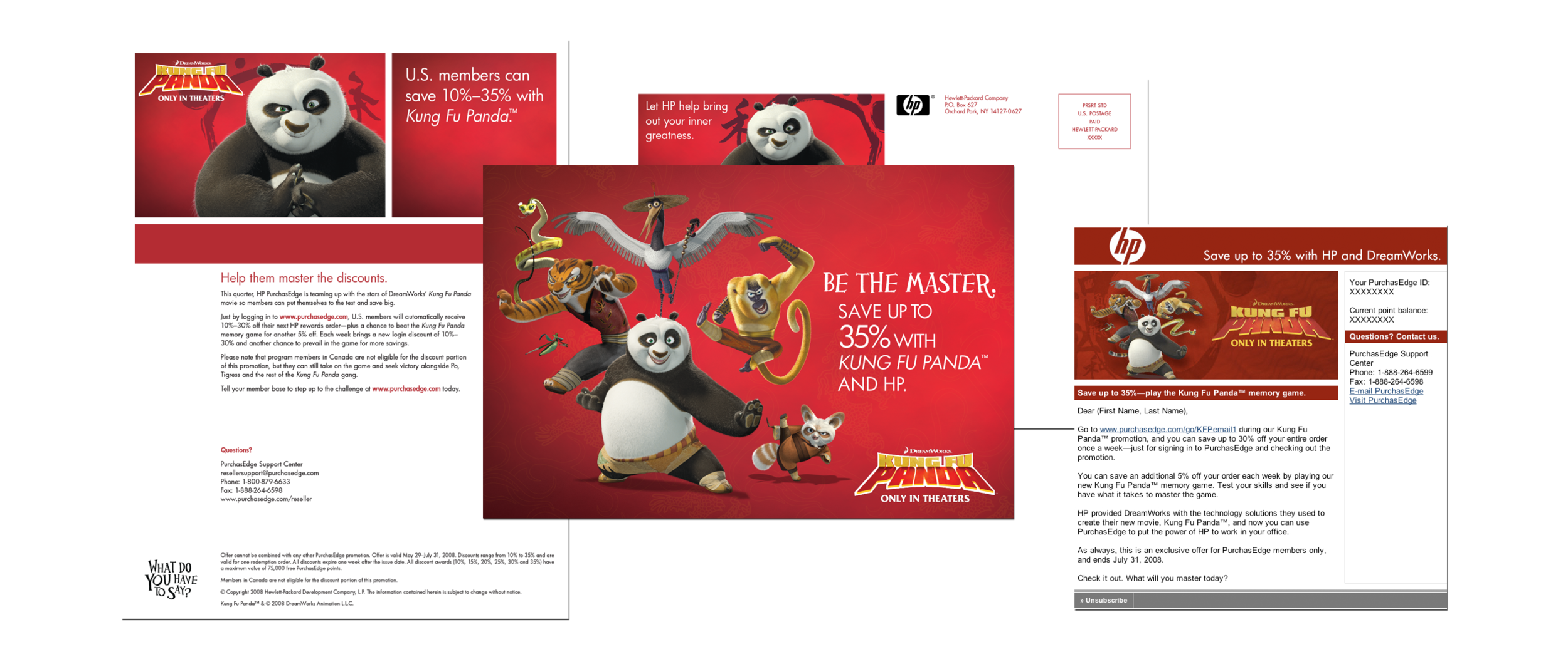Kung Fu Panda postcard, email, promotional fact sheet
