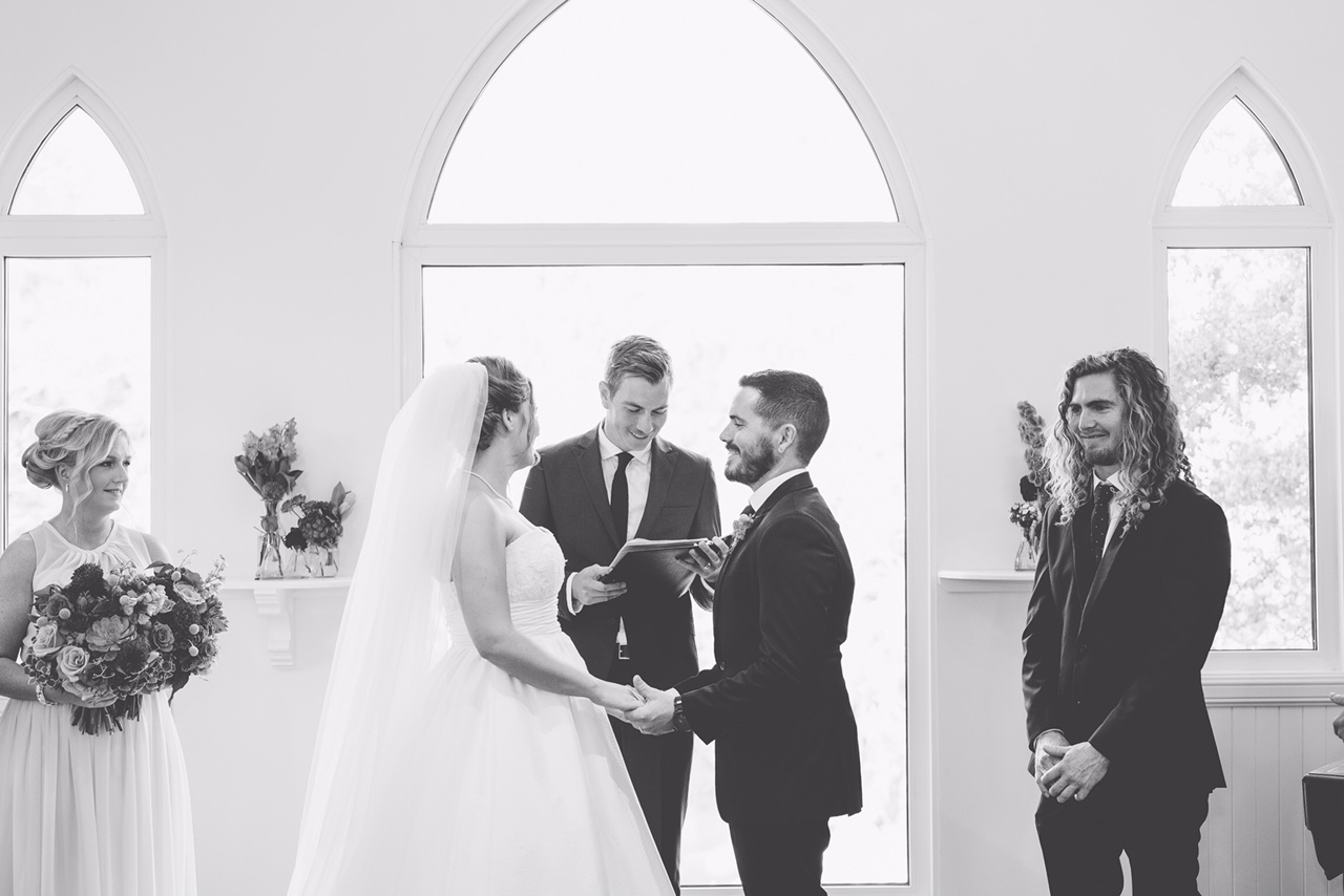 " David, Sean and I could not thank you enough for marrying us. Our whole ceremony was very "us" and was completely personalised, even down to the mention of our babies (our cat and dog), our football team and Sean's facial hair. All our guests commented on how great our celebrant was and how great you were. You made our wedding one of the best days of our lives!" Sean & Ash (February 2015)
