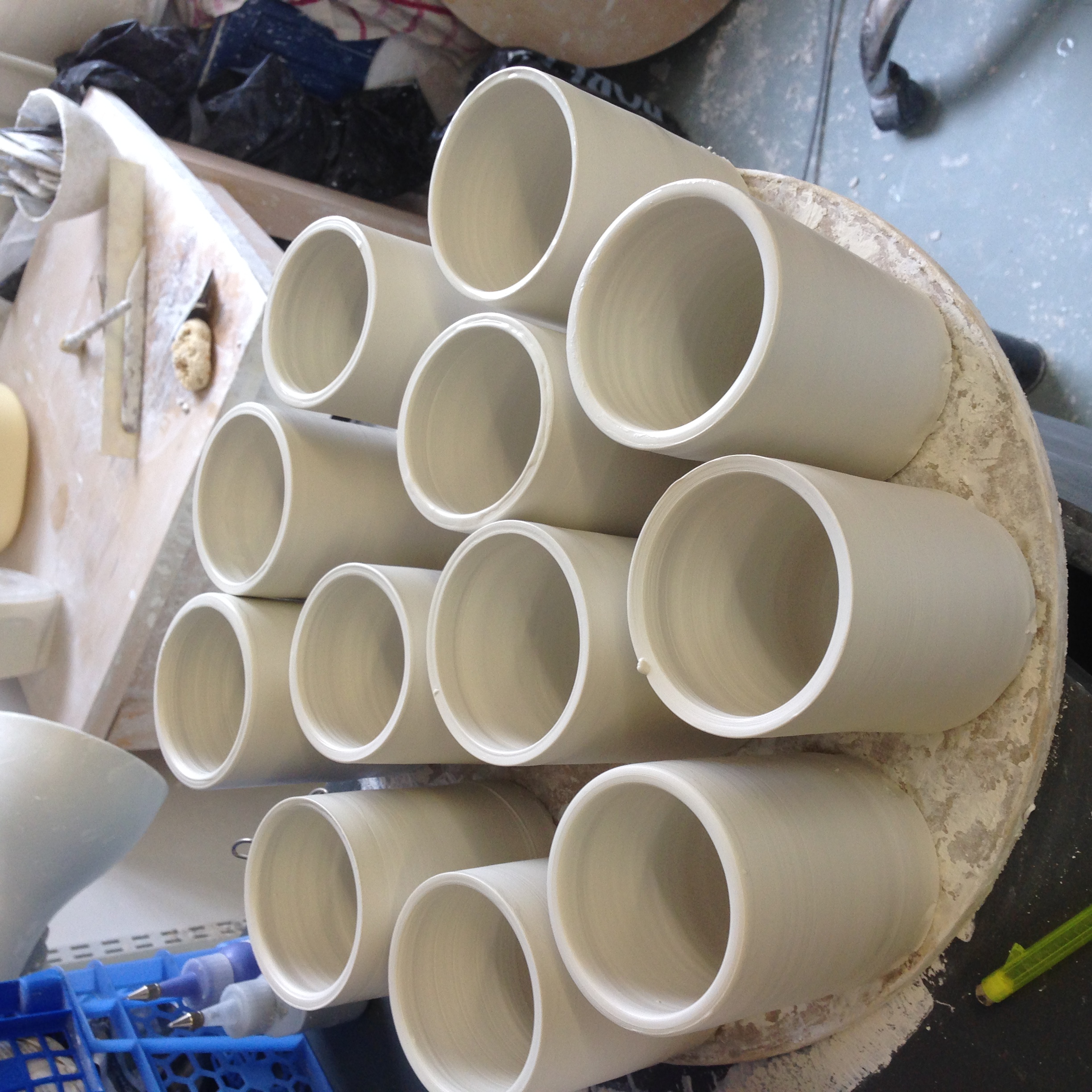 The probably too small water beakers, straight from the wheel.