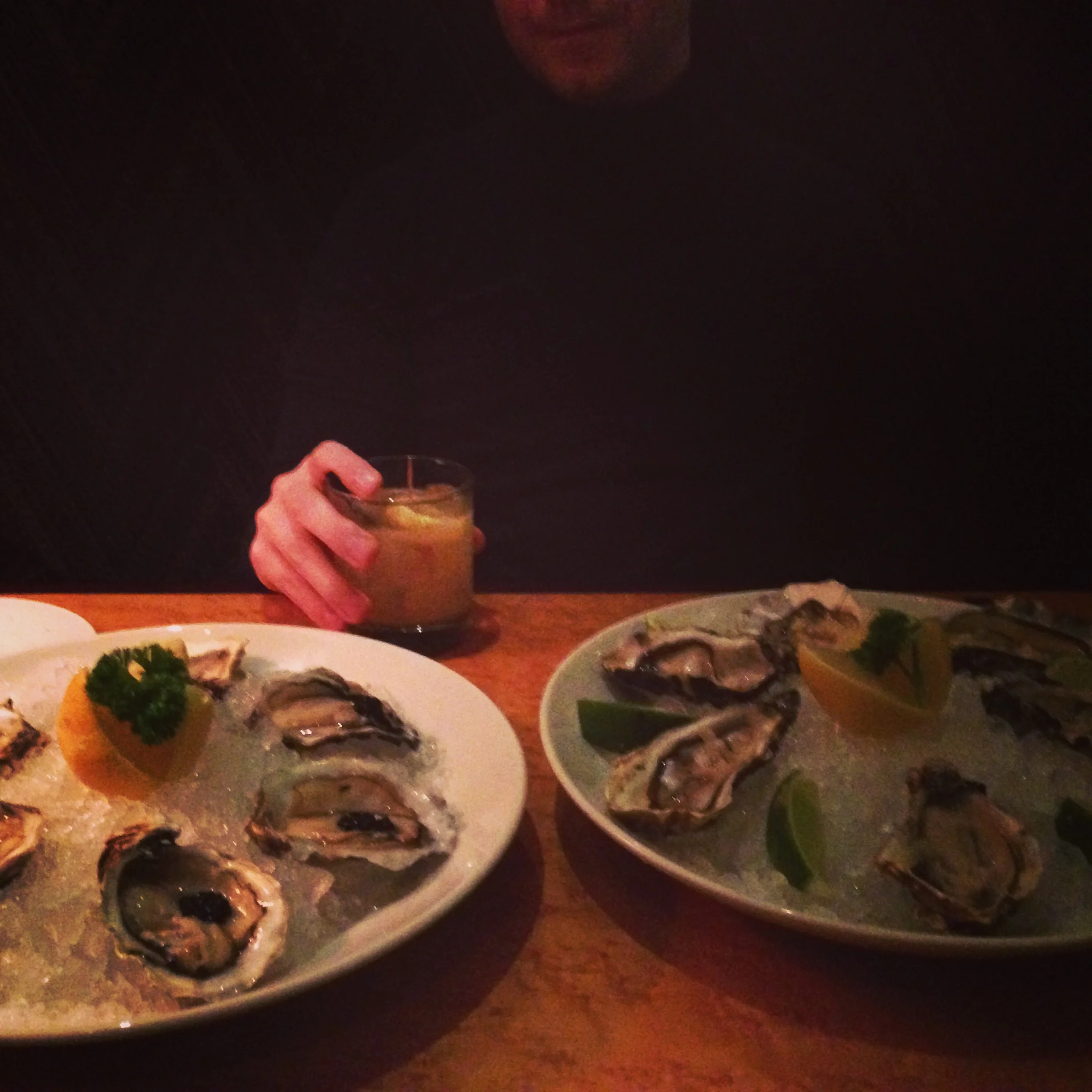 My sweet boyfriend, who soon hereafter married me, at Rogano in October 2013. Limes?!