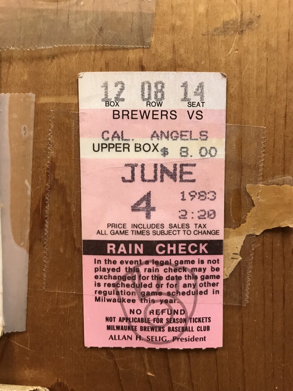  I  looked this one up : looks like it was the 1988 game where the Brewers beat the Angels, 1-0.  Saturday, June 4, 1988  Start Time: 8:09 p.m. Local   Attendance : 43,287   Venue : County Stadium   Game Duration : 1:59  Night Game, on grass 