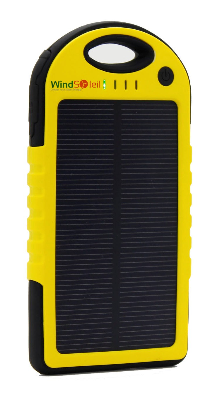 "Utu" Solar Power 5000mAh Portable Battery Bank Charger w/ LED Light WindSoleil Solar and Wind Energy
