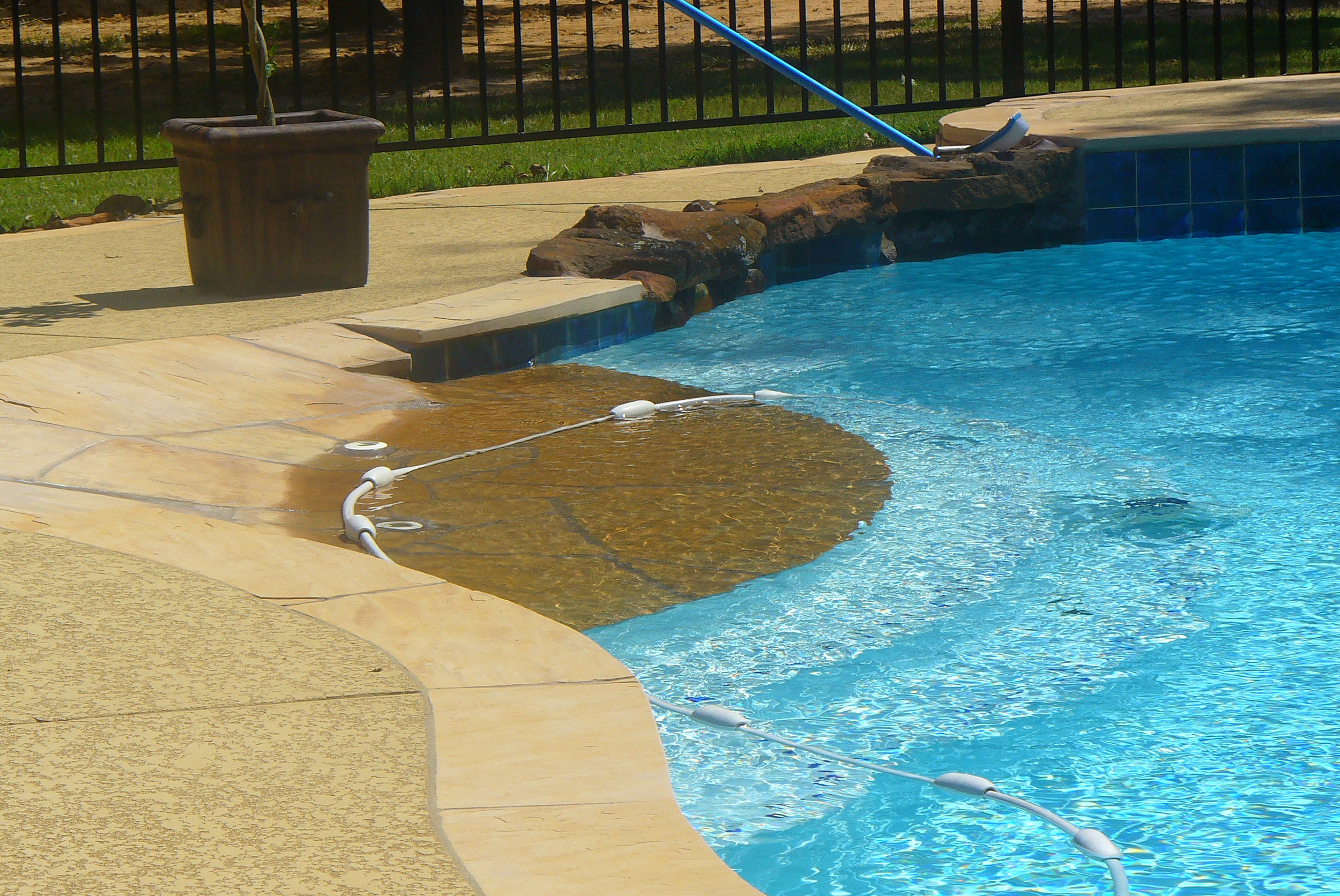 Beach Entry - An entry that gradually slopes from the deck into the water, becoming deeper with each step, in the manner of a natural beach.