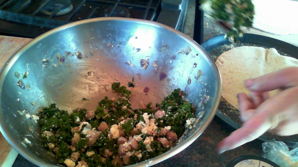 The cooked filling for the calzones.