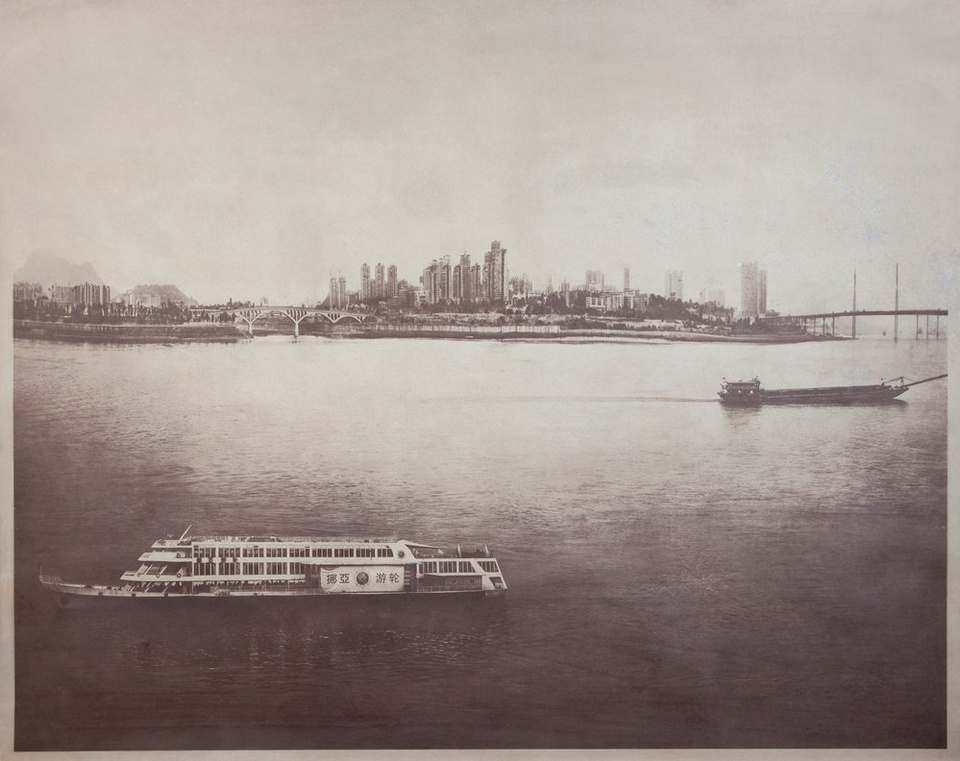 Matthew Brandt, Two Ships Passing , China, 2011. Salted paper print with Xianjiang River water 42 x 52 1/2”