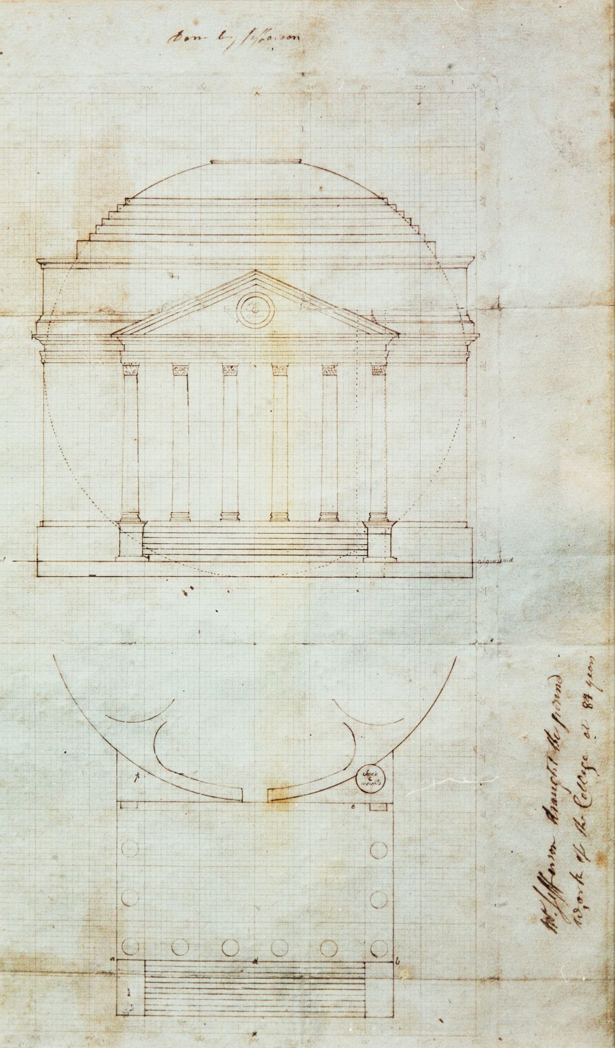 Rotunda drawing by T. Jefferson, 1826