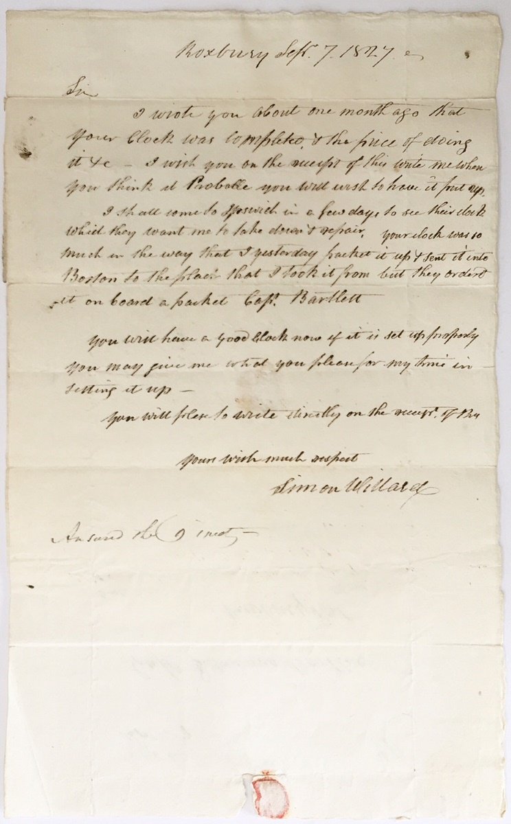 Simon Willard's letter, 1827