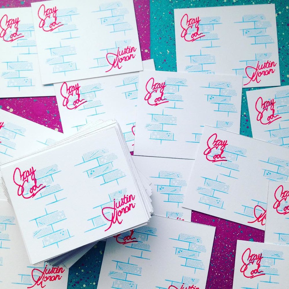 2-color hand-made card backings - printed using “RISO Print Gocco”