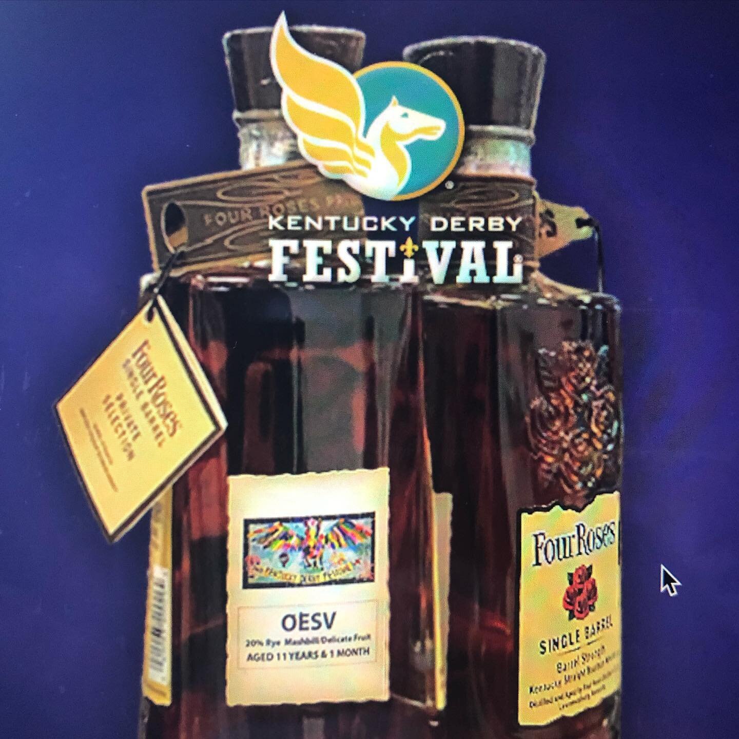 Join me and @fourrosesbourbon master distiller Brent Elliott tonight at Kroger wine and spirits in Middletown! We will be signing bottles of the @kyderbyfestival commemorative single barrel release featuring my poster art! 
.
This will be one of the 