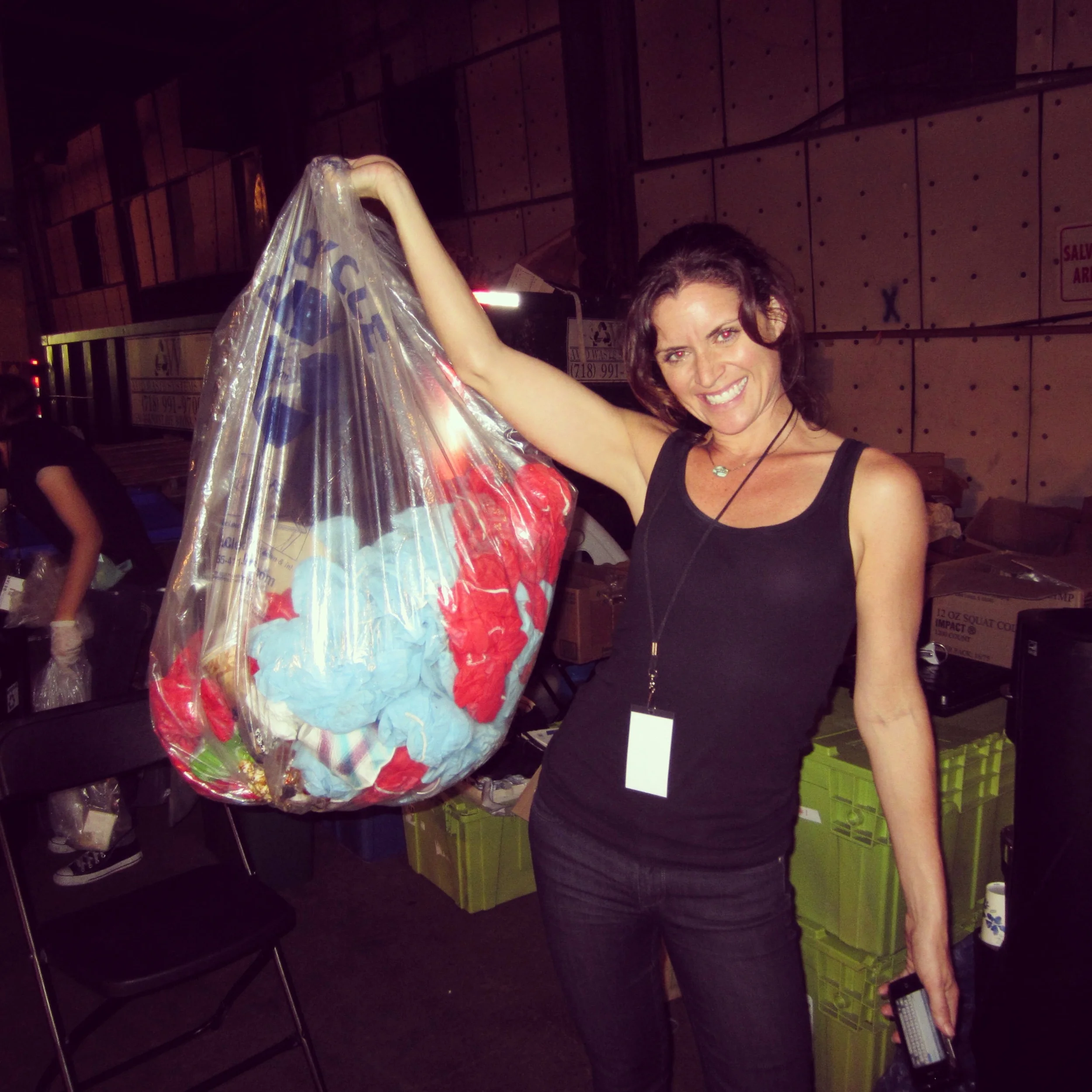 Leading the "Eco Team" on a huge commercial in NYC. By the end of this very long day I wasn't as happy. Cleaning up the planet can be challenging.